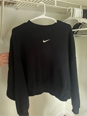 Nike Black Cropped Sweatshirt with White Swoosh